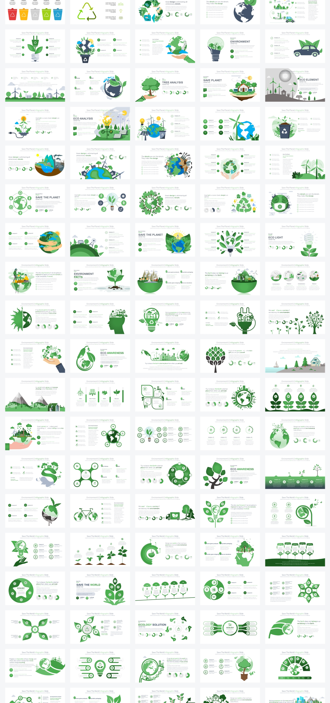 500+页绿色环保环境图形PPT版式手册