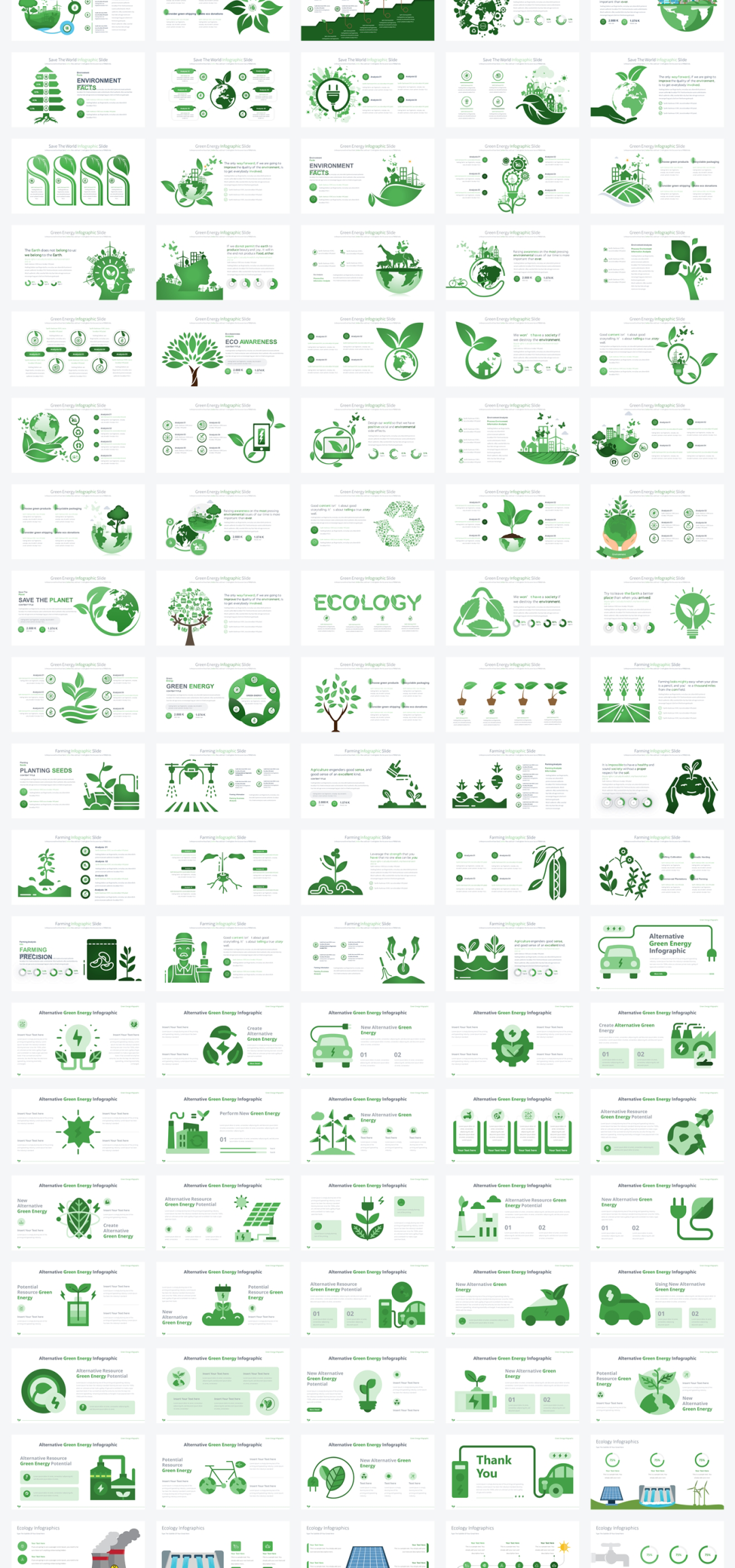 500+页绿色环保环境图形PPT版式手册