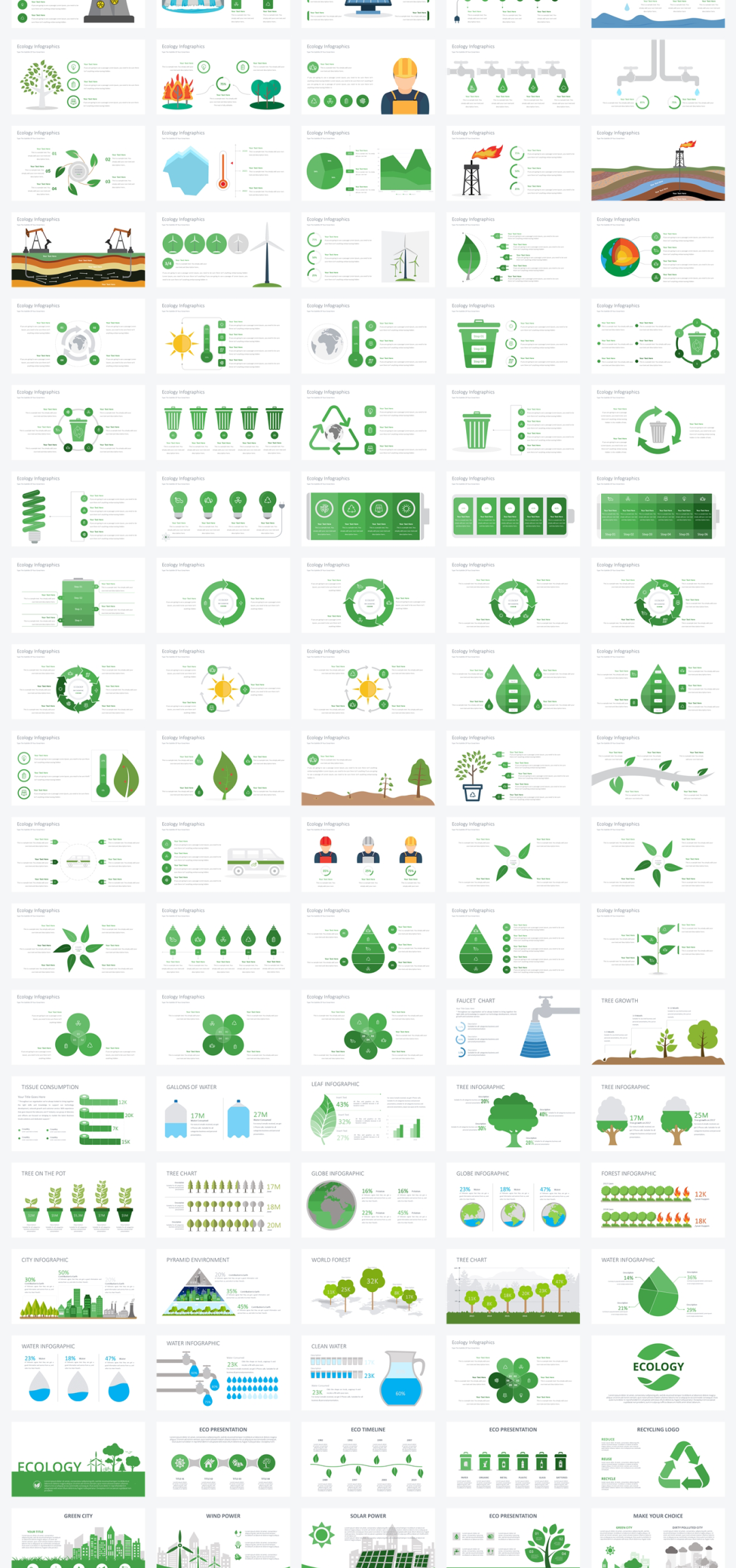 500+页绿色环保环境图形PPT版式手册