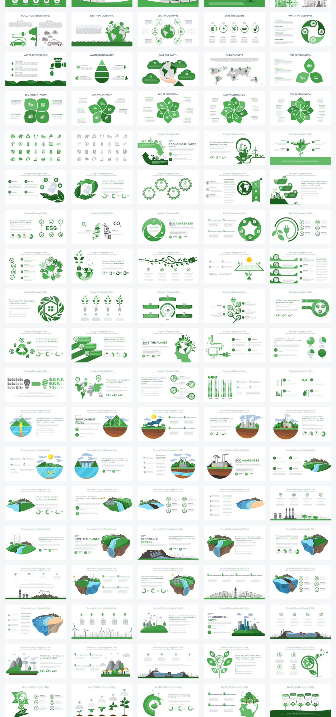 500+页绿色环保环境图形PPT版式手册