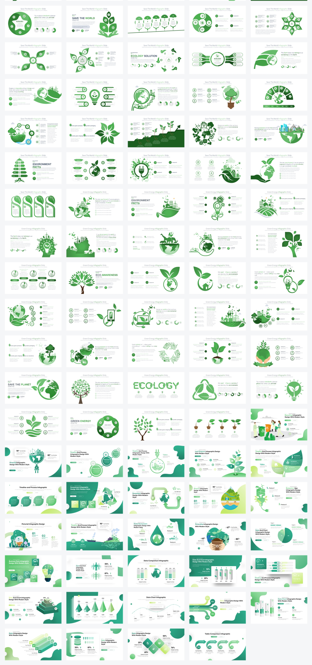 500+页绿色环保环境图形PPT版式手册