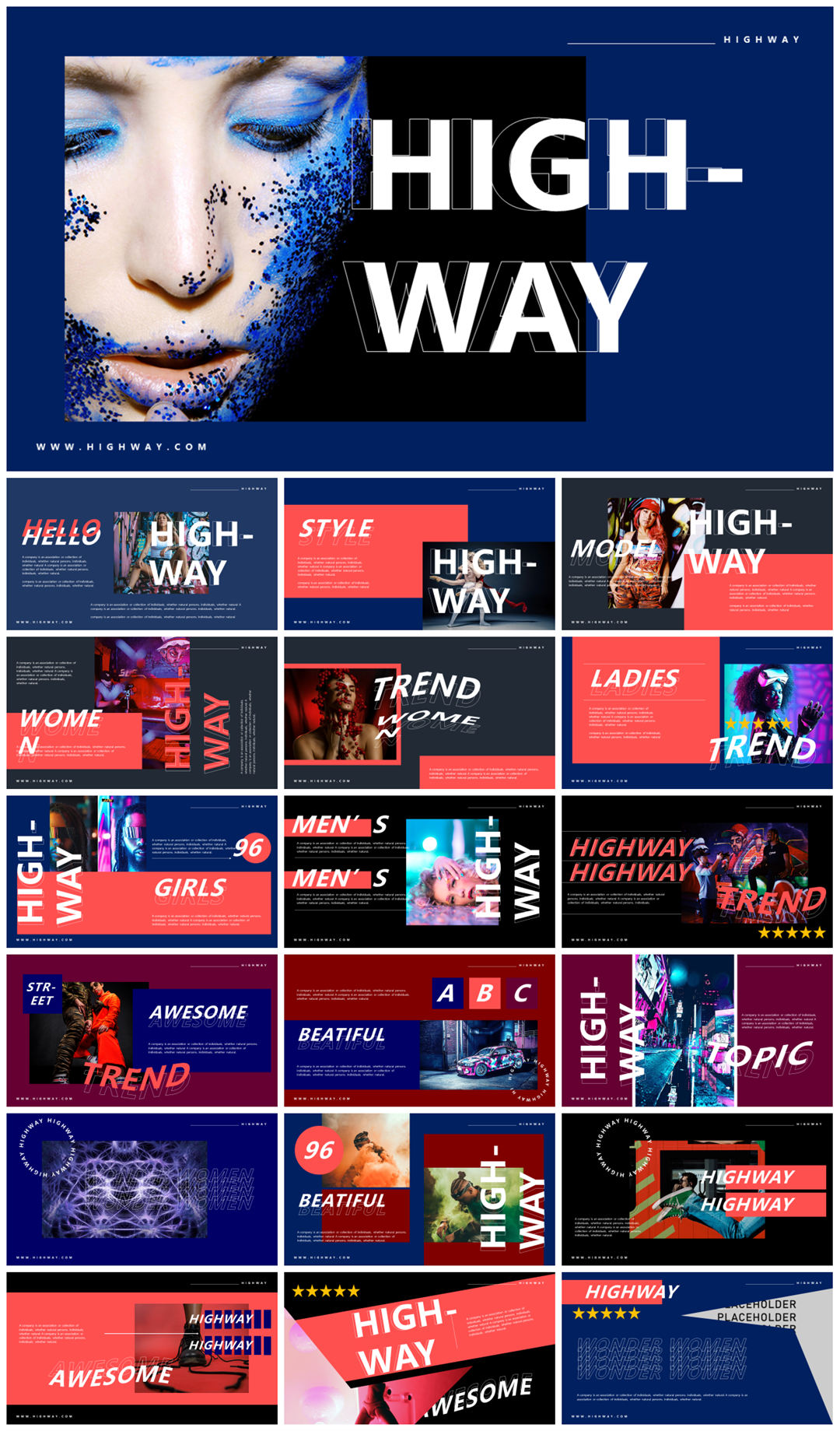 2022年文友严选国外活力色彩风PPT模板合集-27套