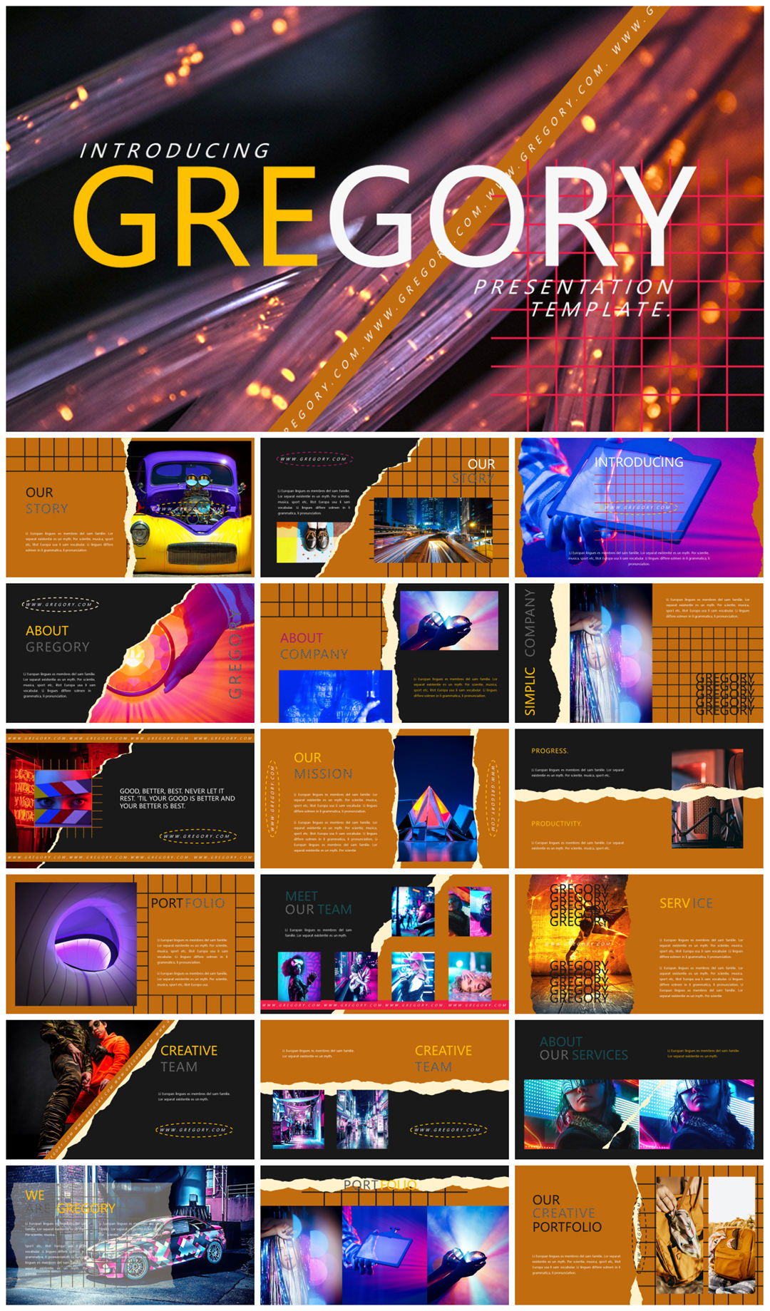 2022年文友严选国外活力色彩风PPT模板合集-27套