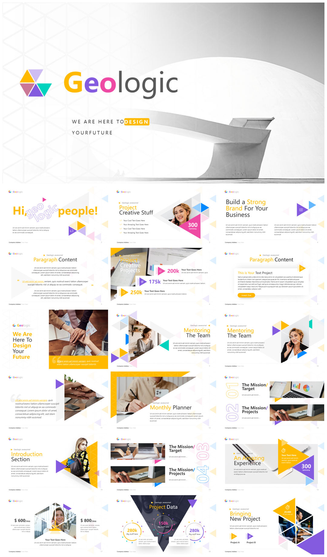 2022年文友严选国外活力色彩风PPT模板合集-27套