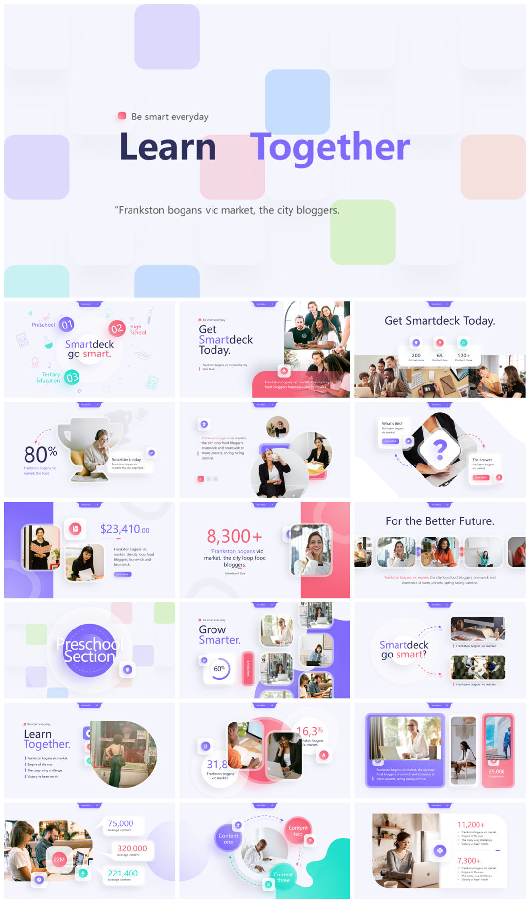 2022年文友严选国外活力色彩风PPT模板合集-27套