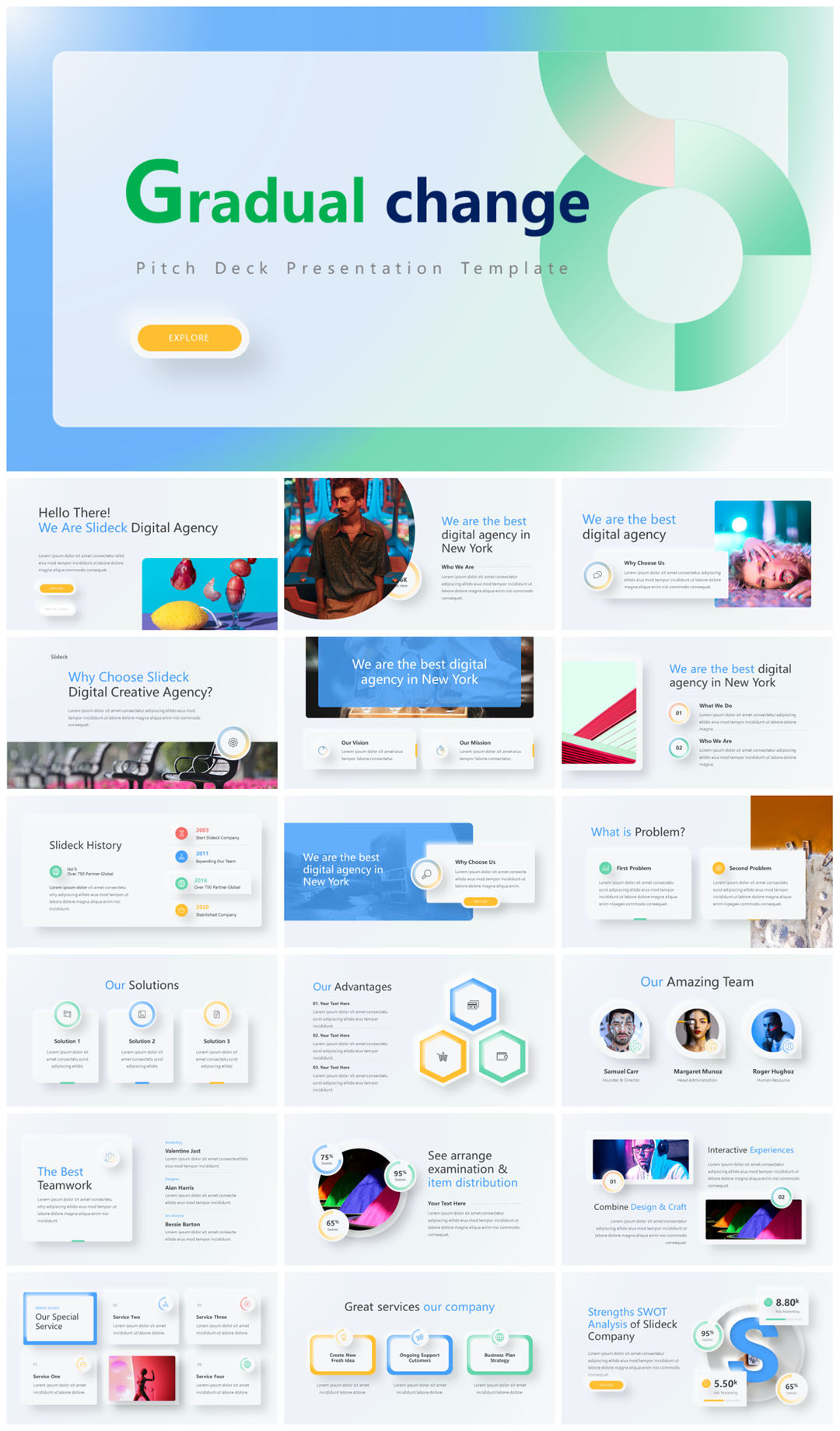 2022年文友严选国外活力色彩风PPT模板合集-27套