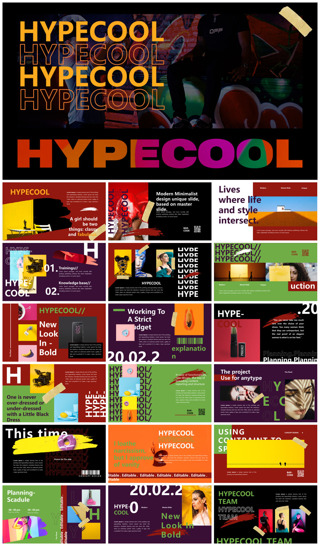 2022年文友严选国外活力色彩风PPT模板合集-27套