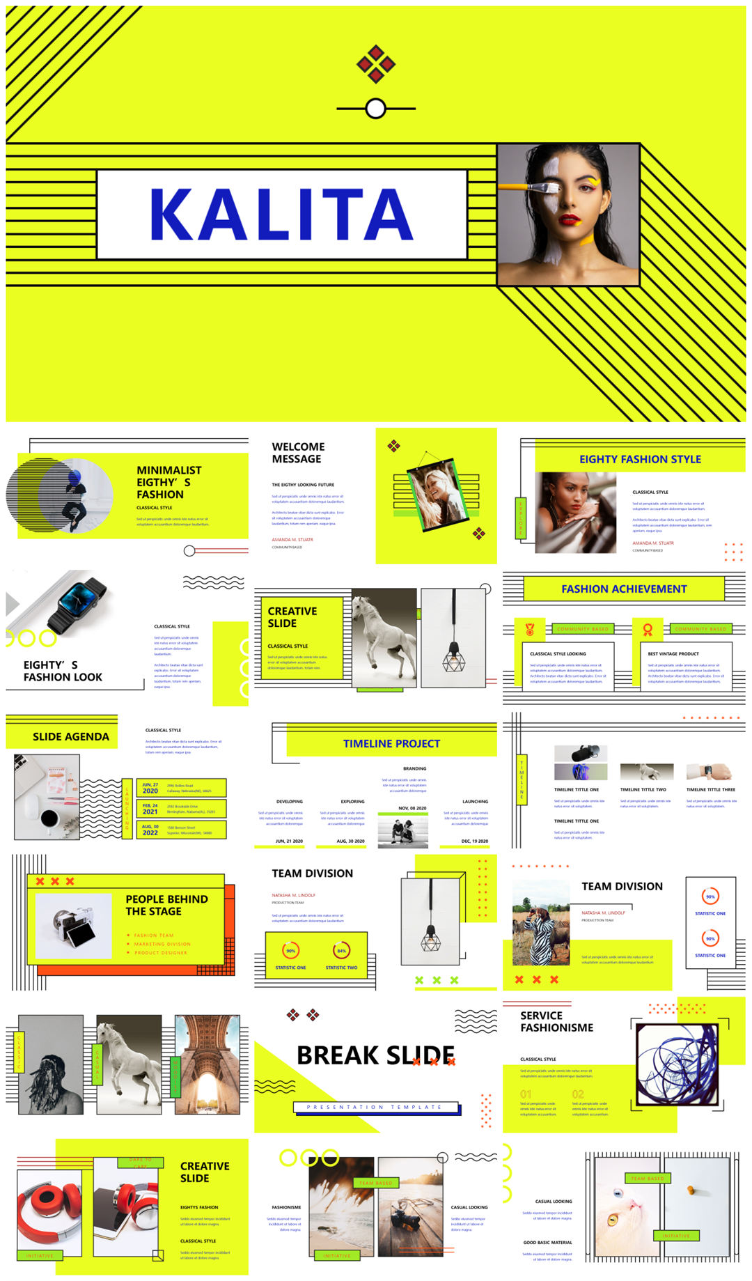 2022年文友严选国外活力色彩风PPT模板合集-27套