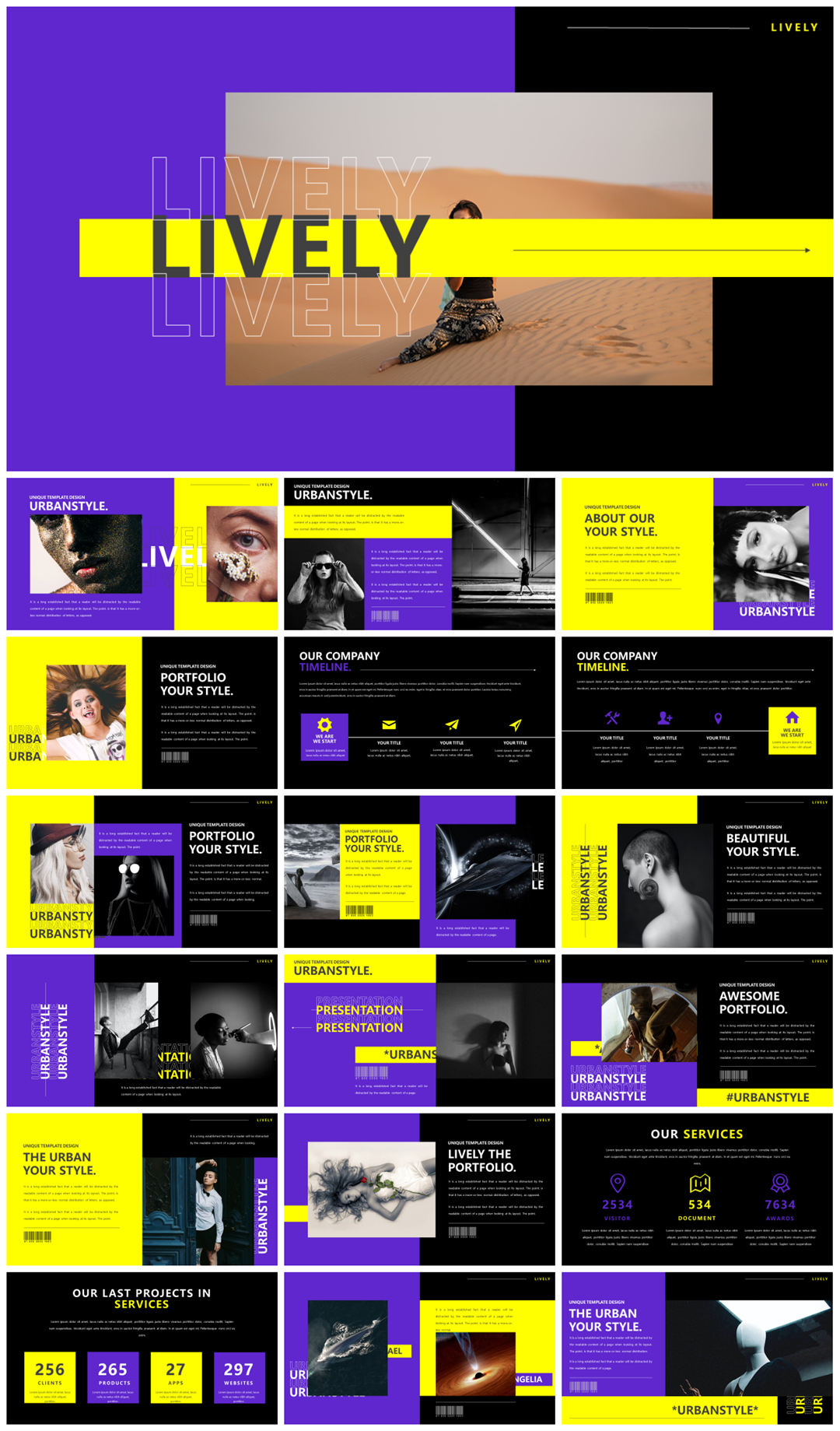 2022年文友严选国外活力色彩风PPT模板合集-27套