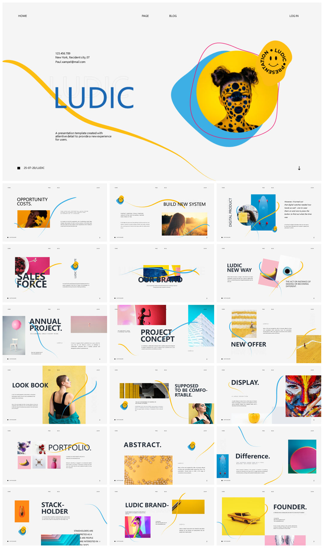 2022年文友严选国外活力色彩风PPT模板合集-27套