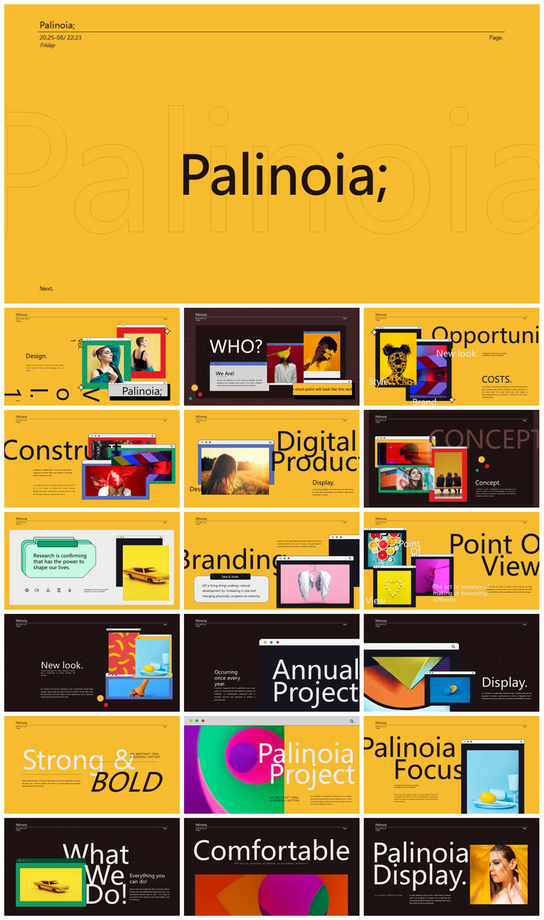 2022年文友严选国外活力色彩风PPT模板合集-27套