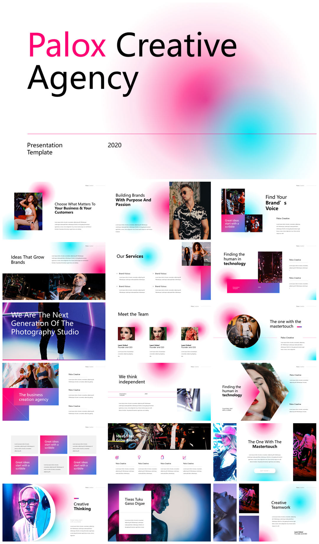 2022年文友严选国外活力色彩风PPT模板合集-27套