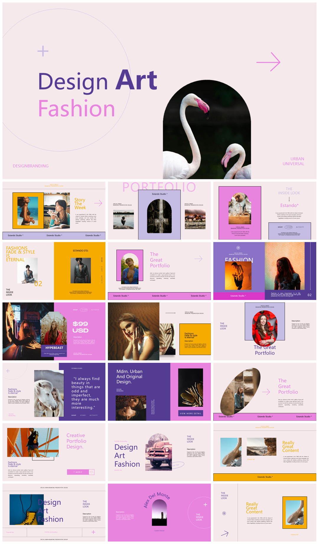 2022年文友严选国外活力色彩风PPT模板合集-27套