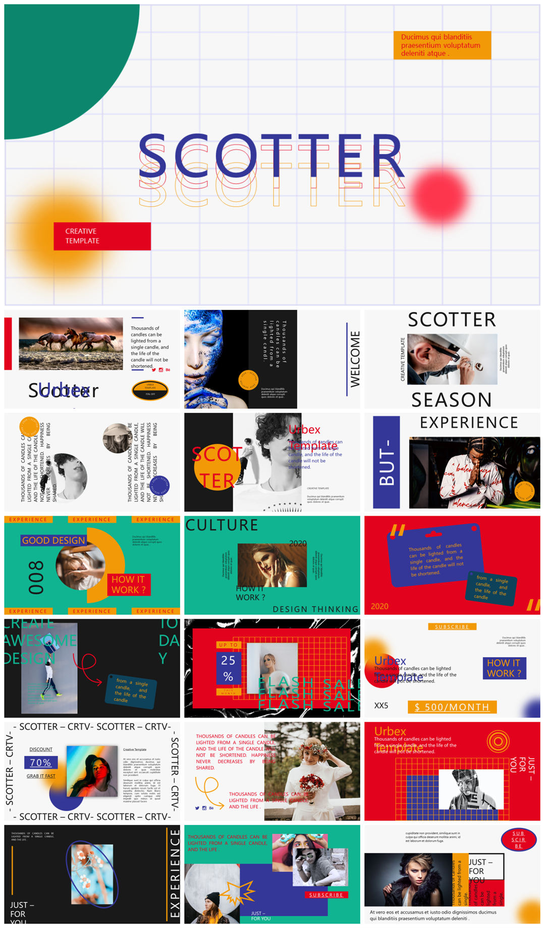2022年文友严选国外活力色彩风PPT模板合集-27套