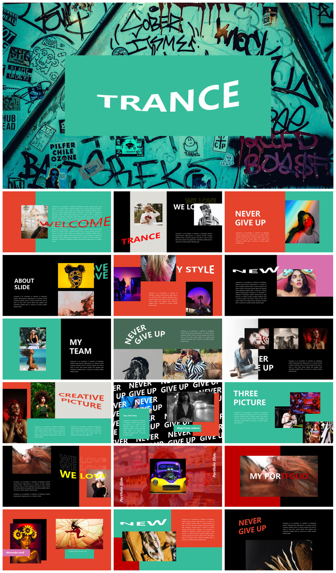 2022年文友严选国外活力色彩风PPT模板合集-27套