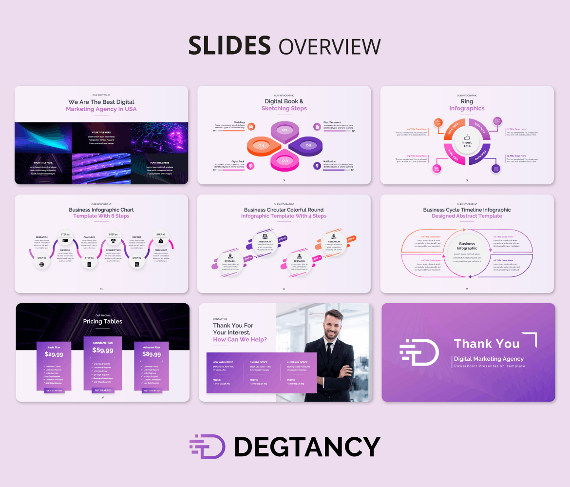 紫色数字营销PPT演示模板 (PPTX)