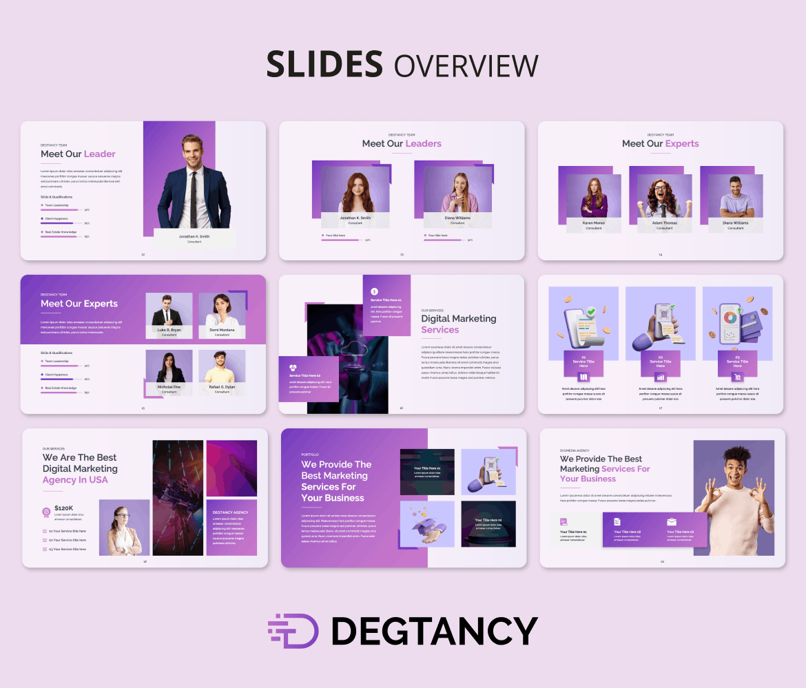 紫色数字营销PPT演示模板 (PPTX)