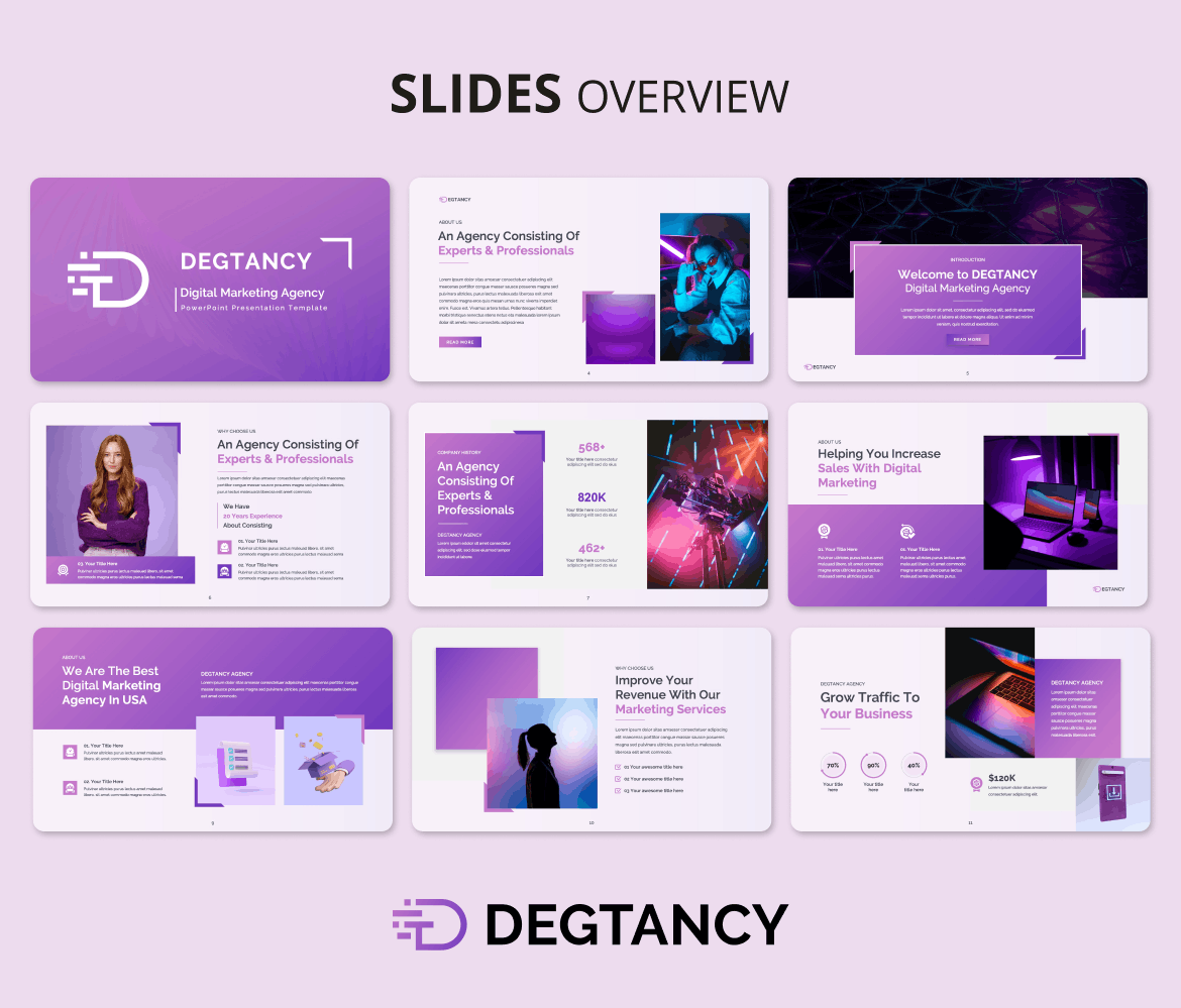 紫色数字营销PPT演示模板 (PPTX)