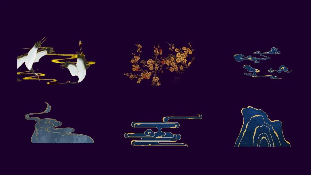 金色描边中国风素材！快速制作中国风PPT！直接保存！