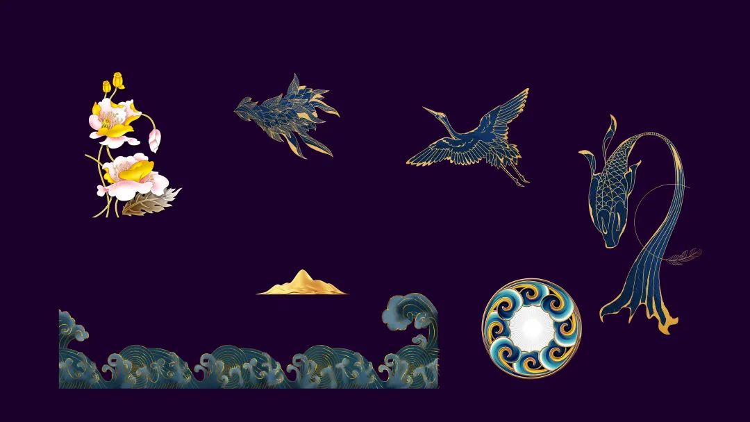 金色描边中国风素材！快速制作中国风PPT！直接保存！