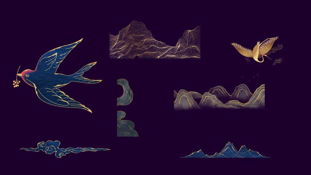 金色描边中国风素材！快速制作中国风PPT！直接保存！