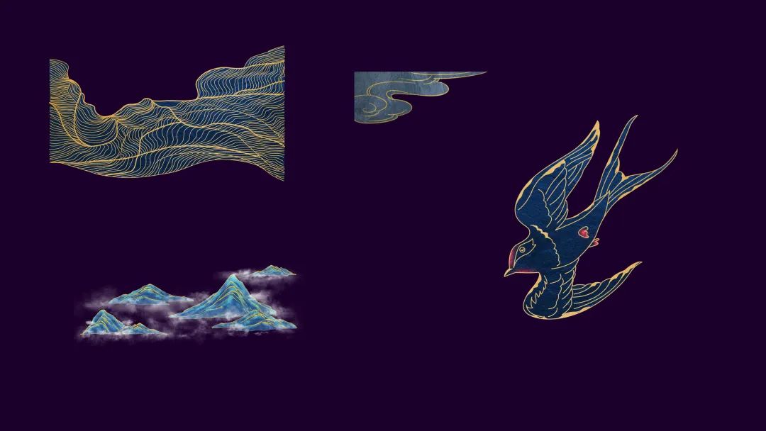 金色描边中国风素材！快速制作中国风PPT！直接保存！