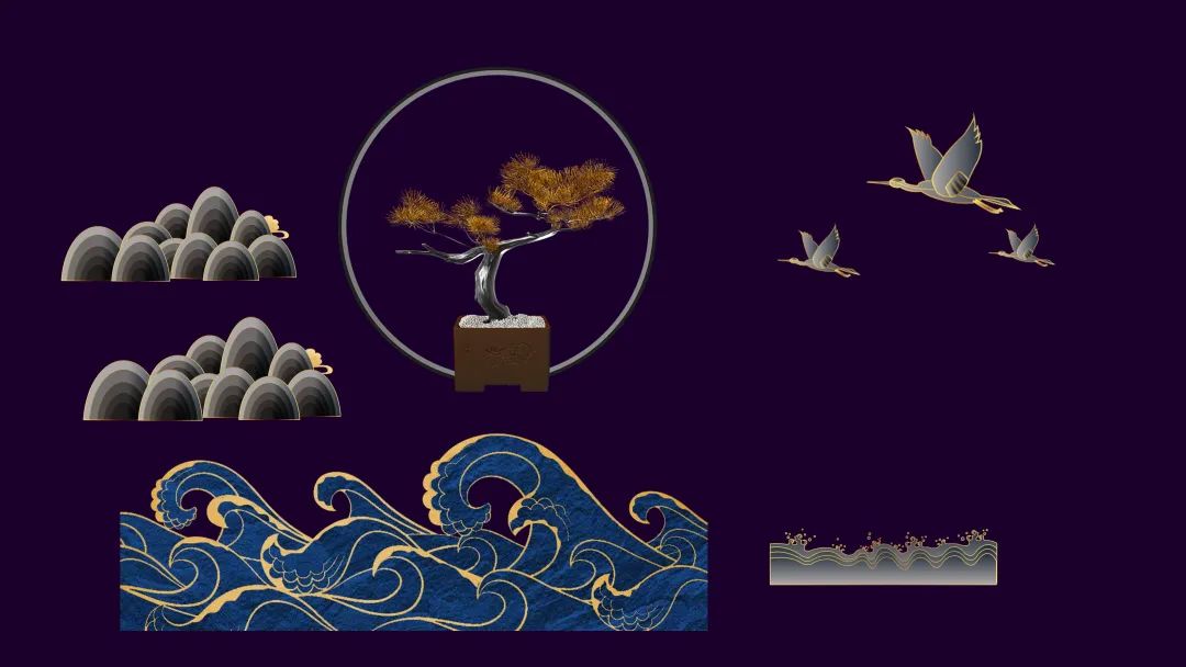 金色描边中国风素材！快速制作中国风PPT！直接保存！