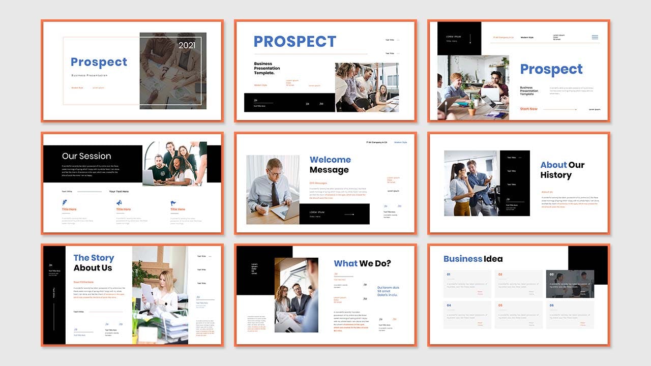 前景业务演示文稿的PowerPoint幻灯片演示模板（pptx）