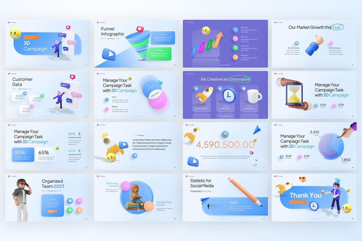 3D广告系列创意PPT模板 (PPTX)