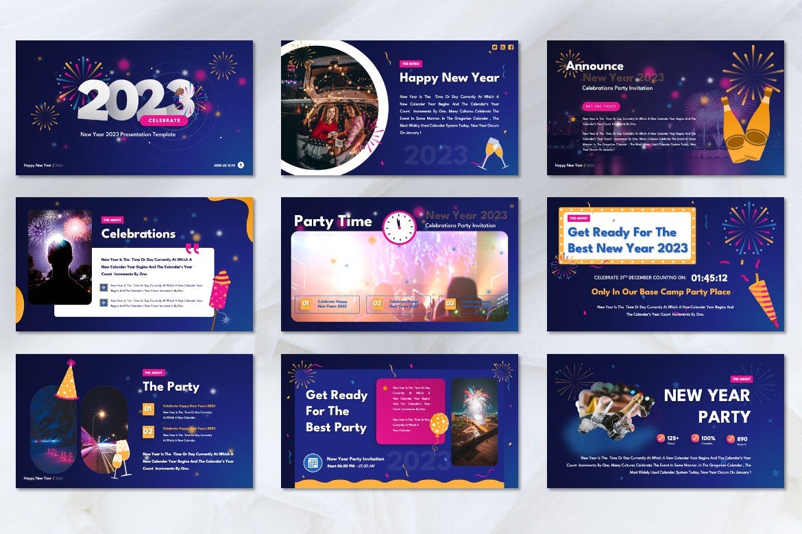 2023年新年庆祝主题PPT模板下载 (PPTX)