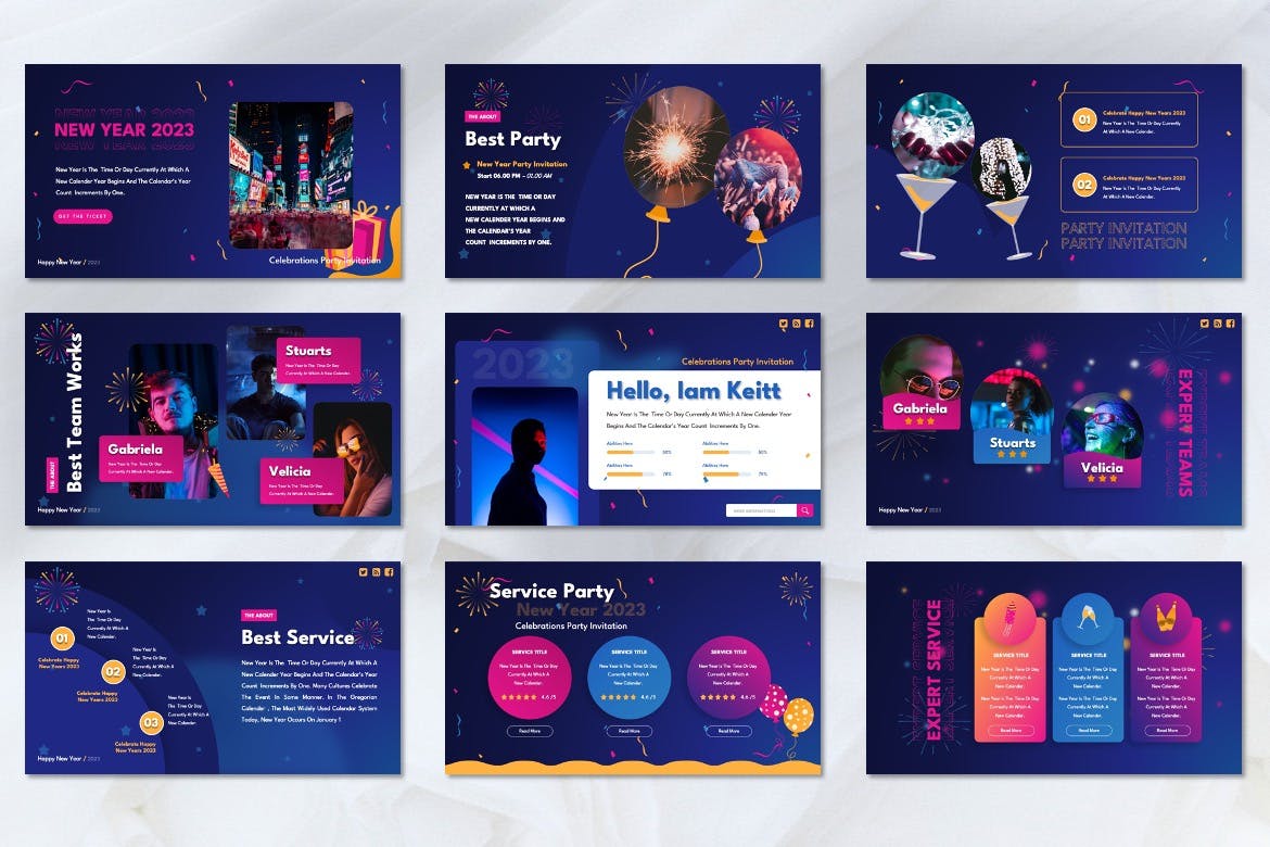 2023年新年庆祝主题PPT模板下载 (PPTX)