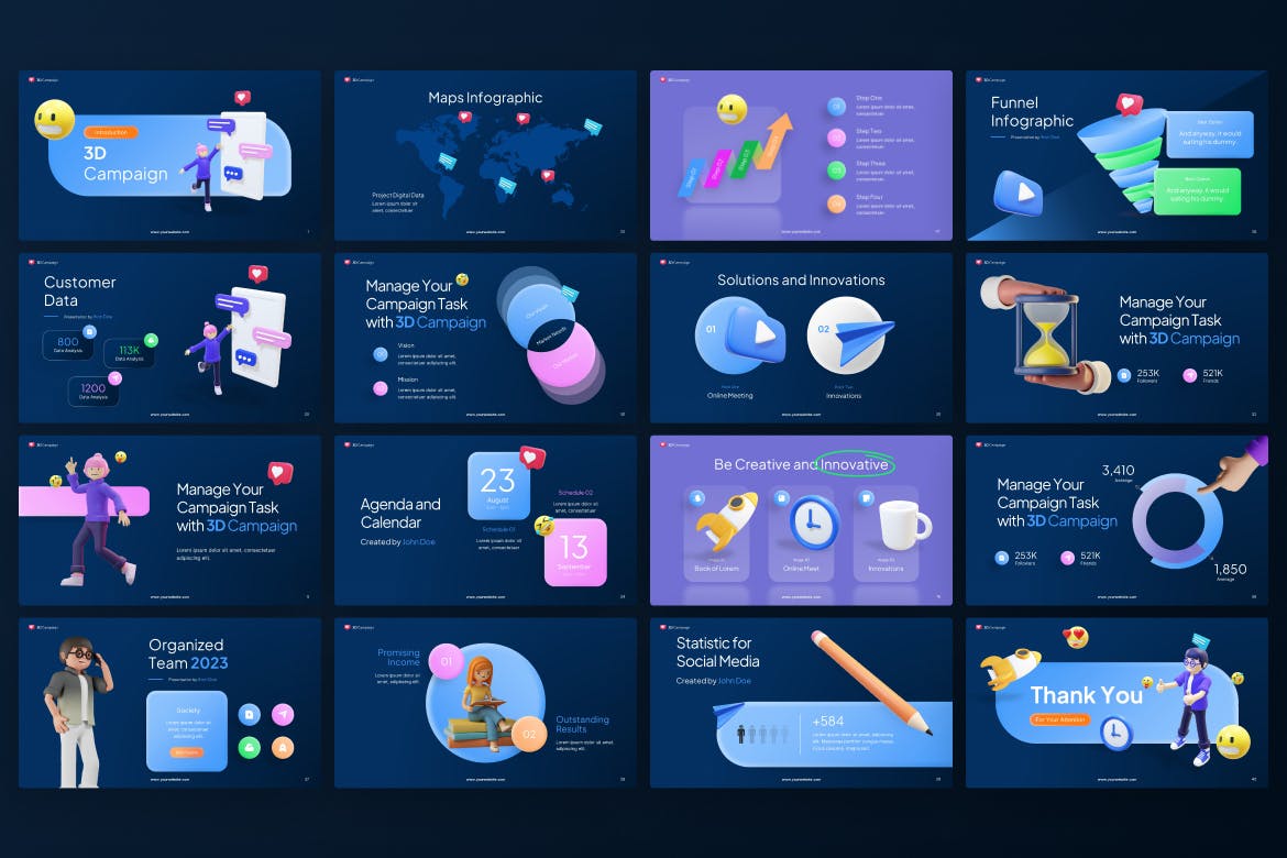 3D广告系列创意PPT模板 (PPTX)