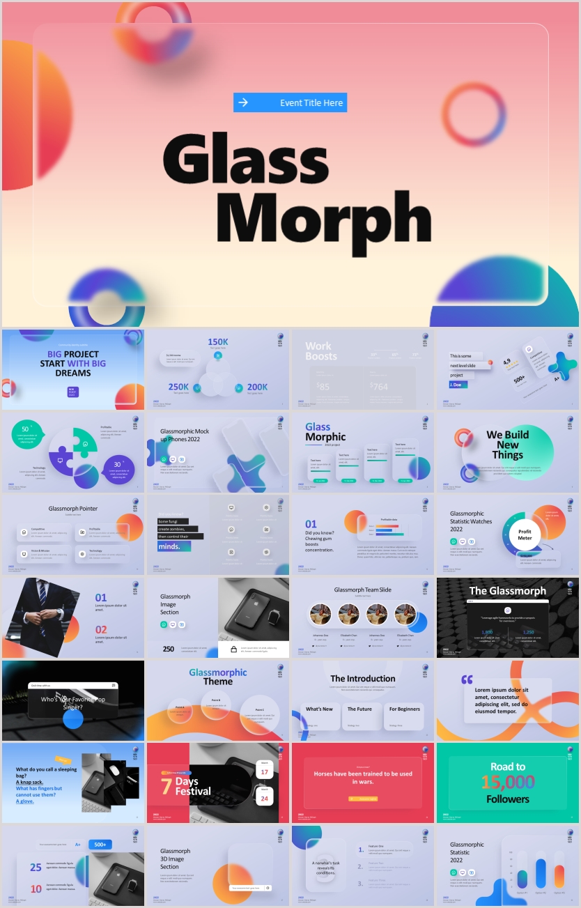 高端严选毛玻璃风PPT模板合集（第7期）[YX107]