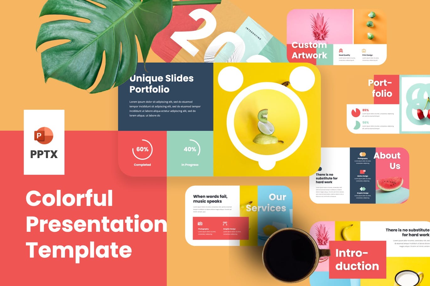 极简主义彩色PPT模板 (PPTX)