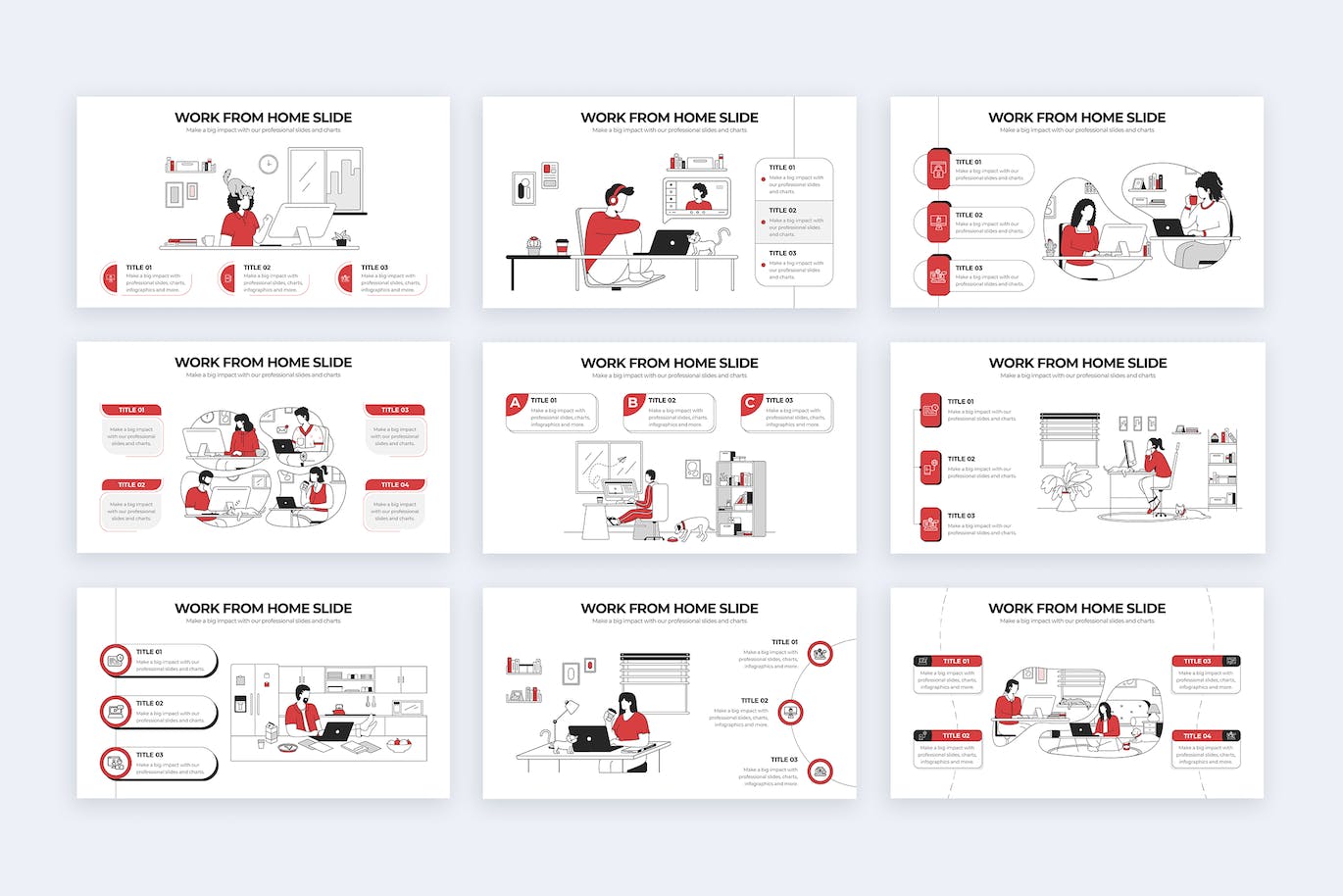 插画风居家办公PPT模版 (PPTX)
