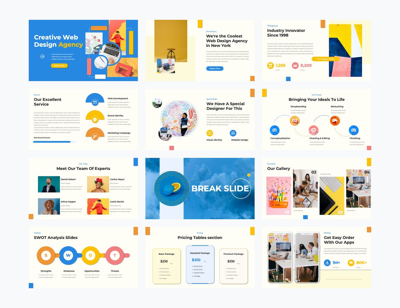 时尚清新高端简约创意网页设计机构PPT幻灯片演示模板（pptx）