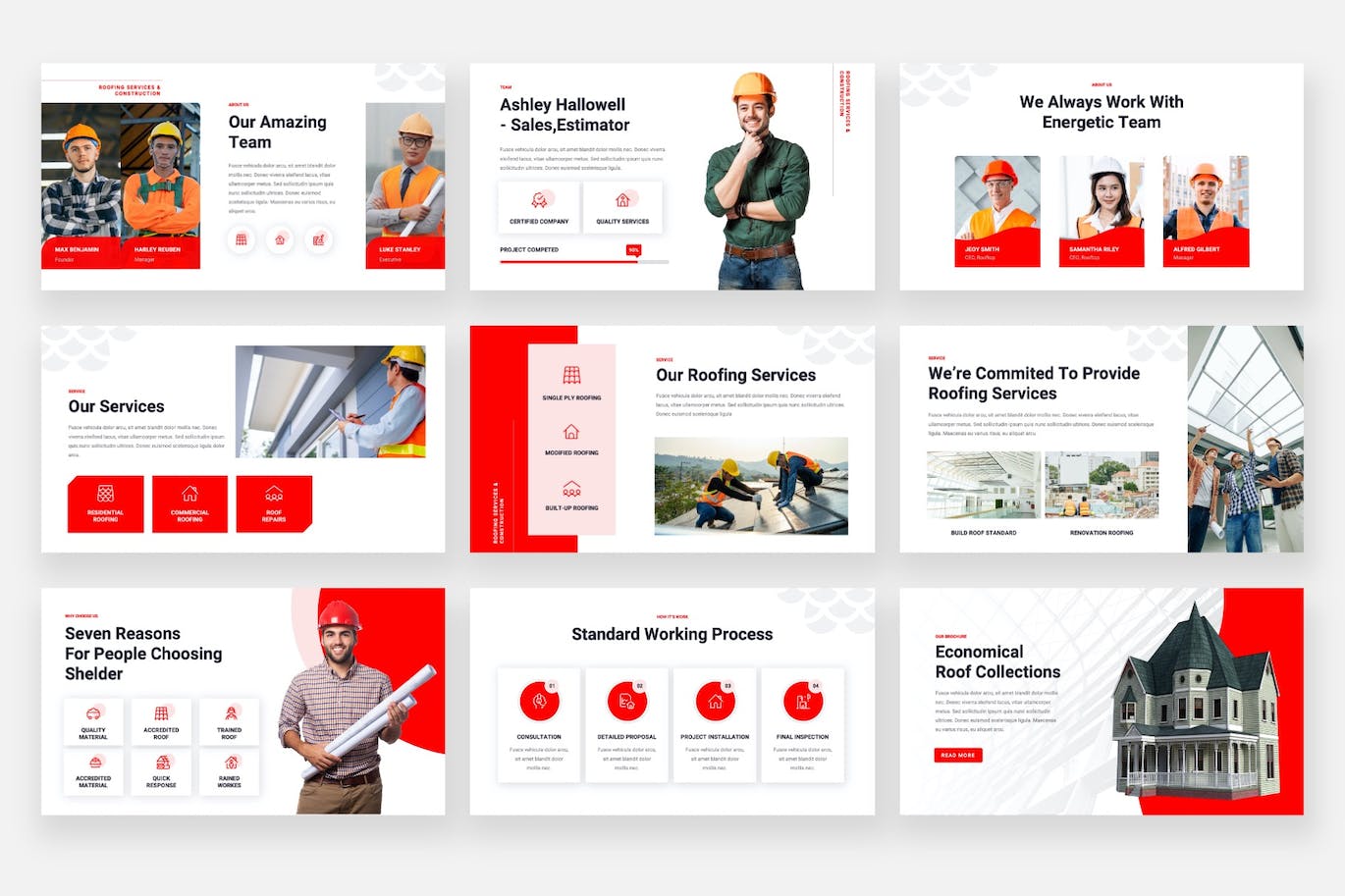 屋顶服务和建筑PPT模版 (PPTX)