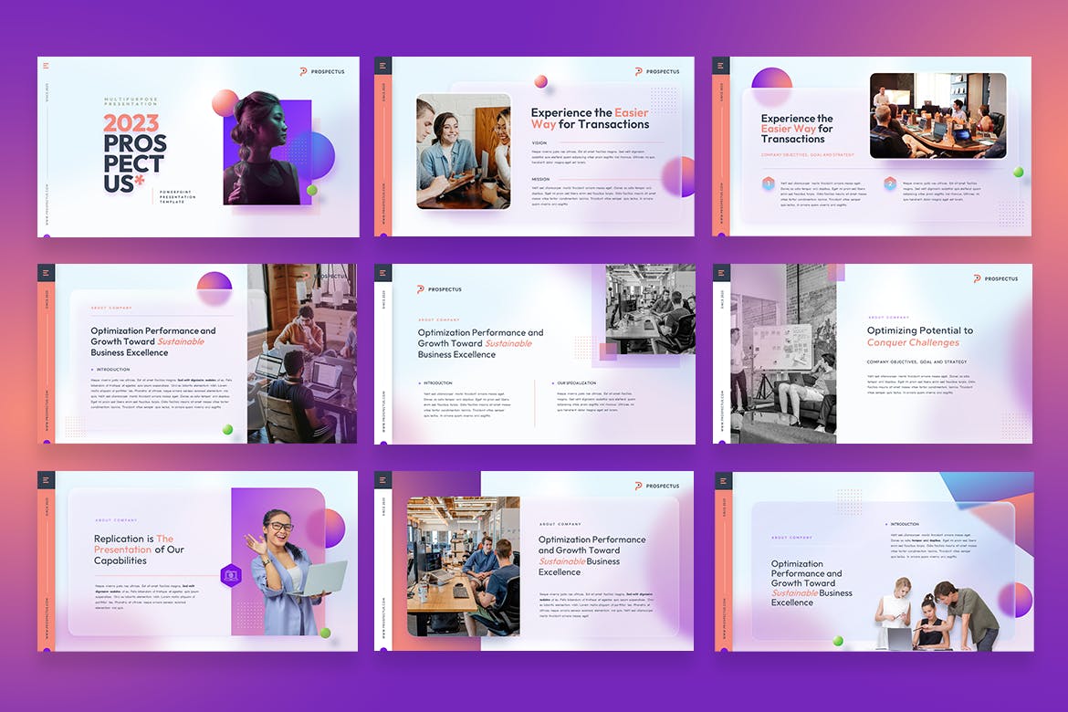 时尚的公司工作汇报PPT模版 (PPTX)