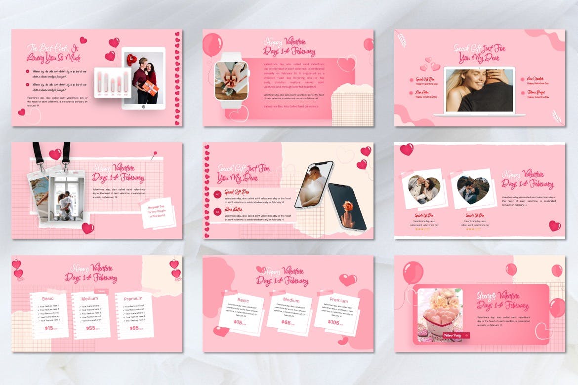 情人节氛围主题PPT模版下载（PPTX）