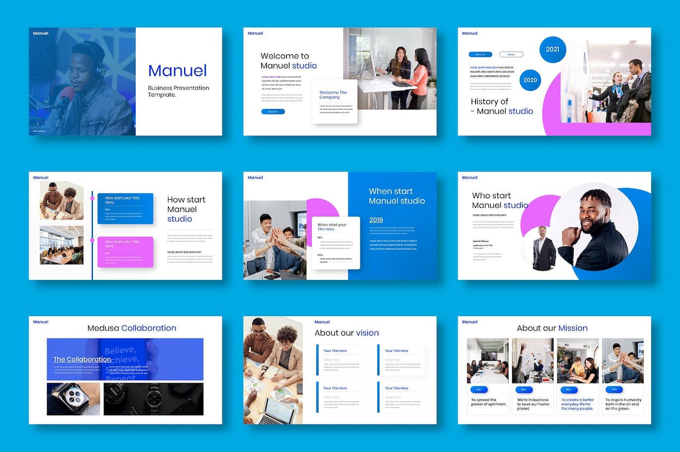 清新时尚简约配色的高品质商业商务PPT幻灯片演示模板（pptx）