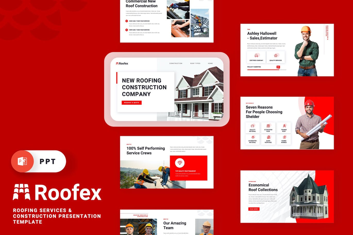 屋顶服务和建筑PPT模版 (PPTX)