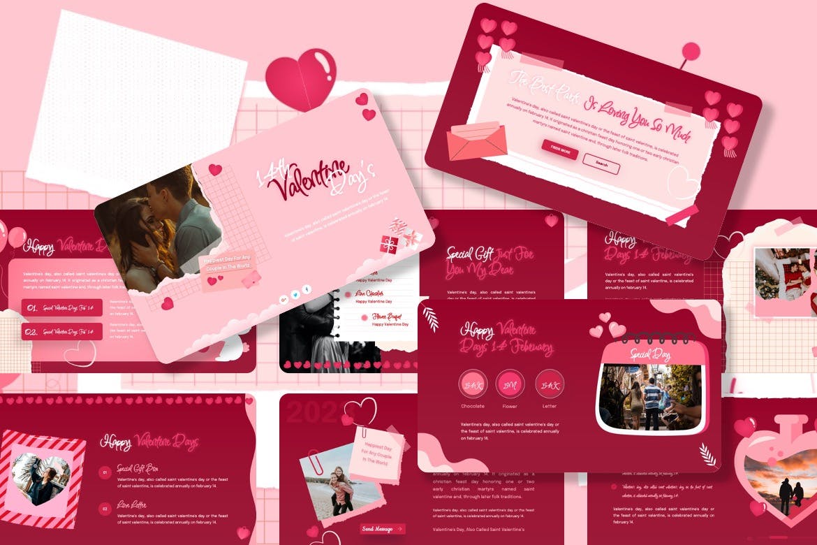 情人节氛围主题PPT模版下载（PPTX）