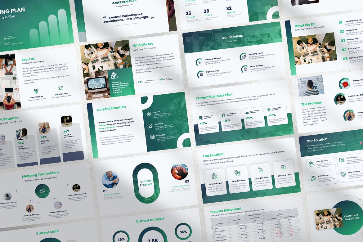 时尚高端多用途的营销计划战略商业计划提案大数据PPT幻灯片演示模板（pptx）