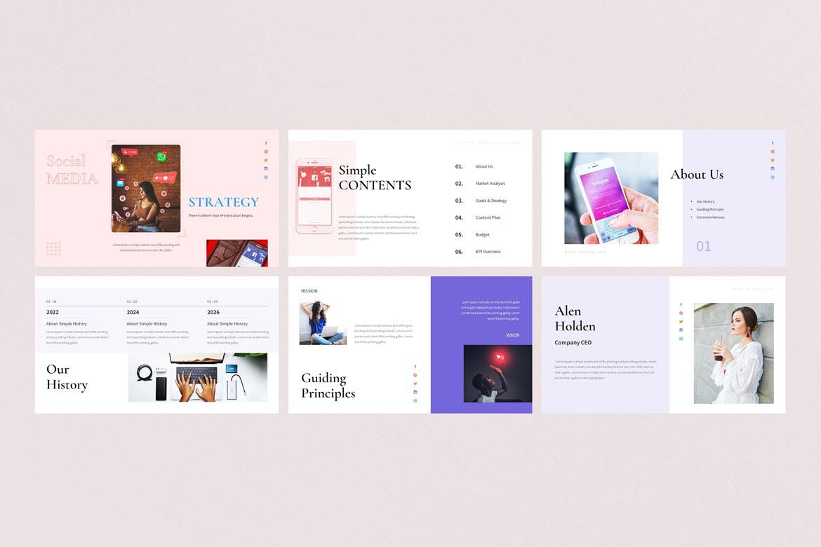 社交媒体策略ppt演示文稿模板 (PPTX)