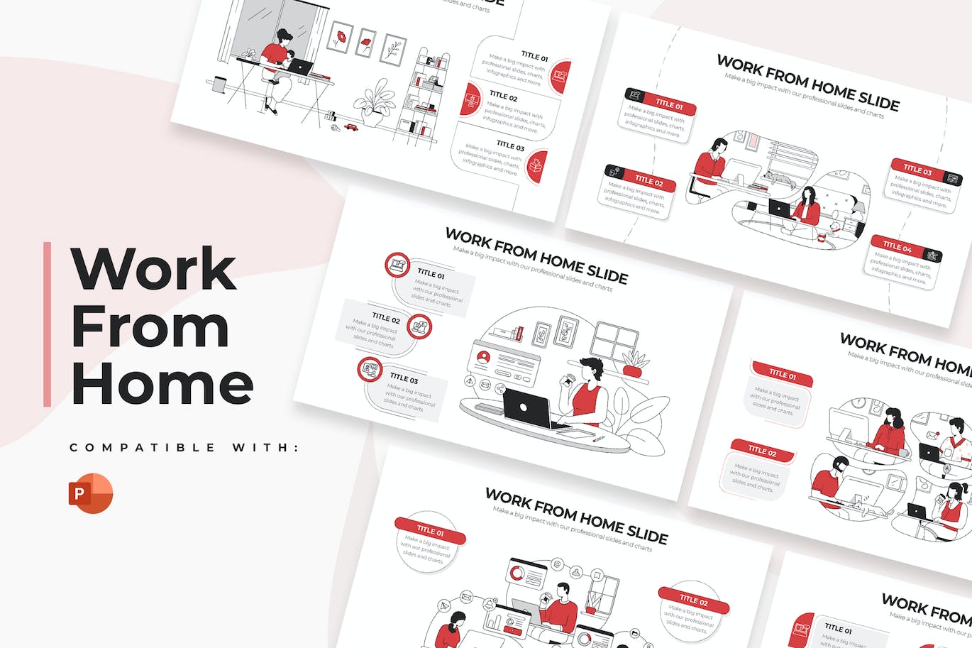 插画风居家办公PPT模版 (PPTX)