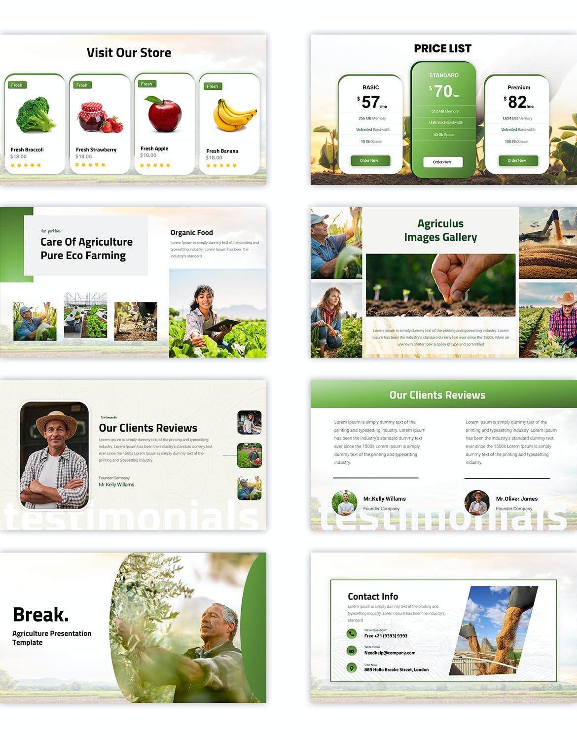 时尚高端清新绿色健康有机农业PPT幻灯片演示模板（pptx）