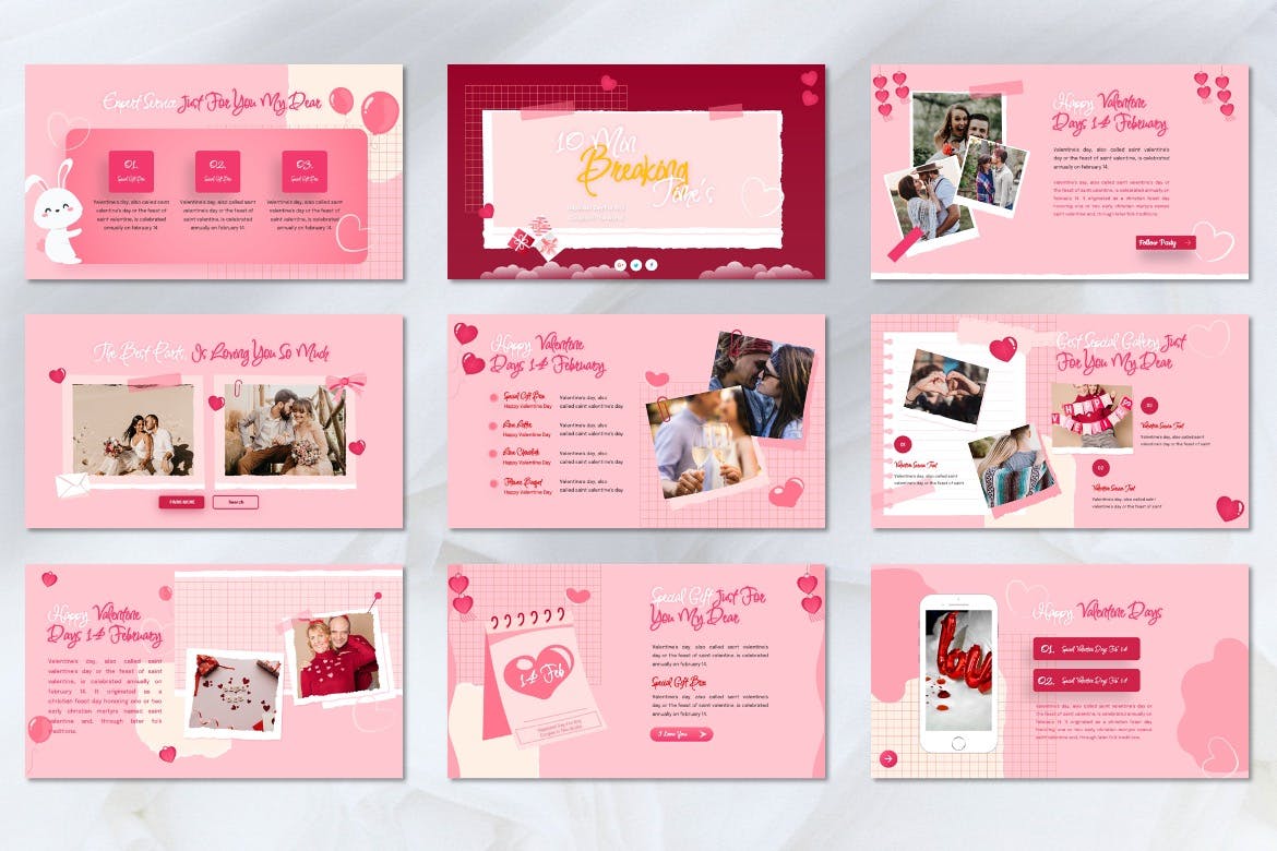 情人节氛围主题PPT模版下载（PPTX）