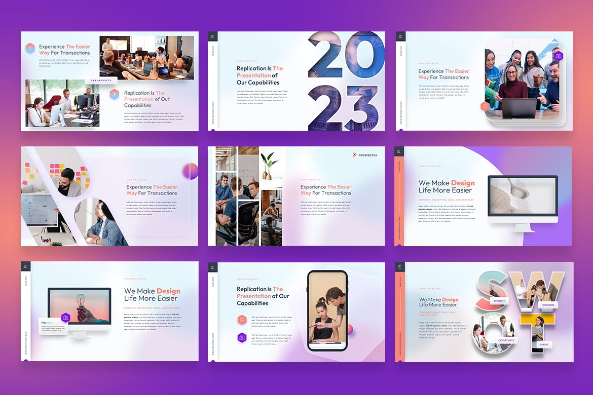 时尚的公司工作汇报PPT模版 (PPTX)