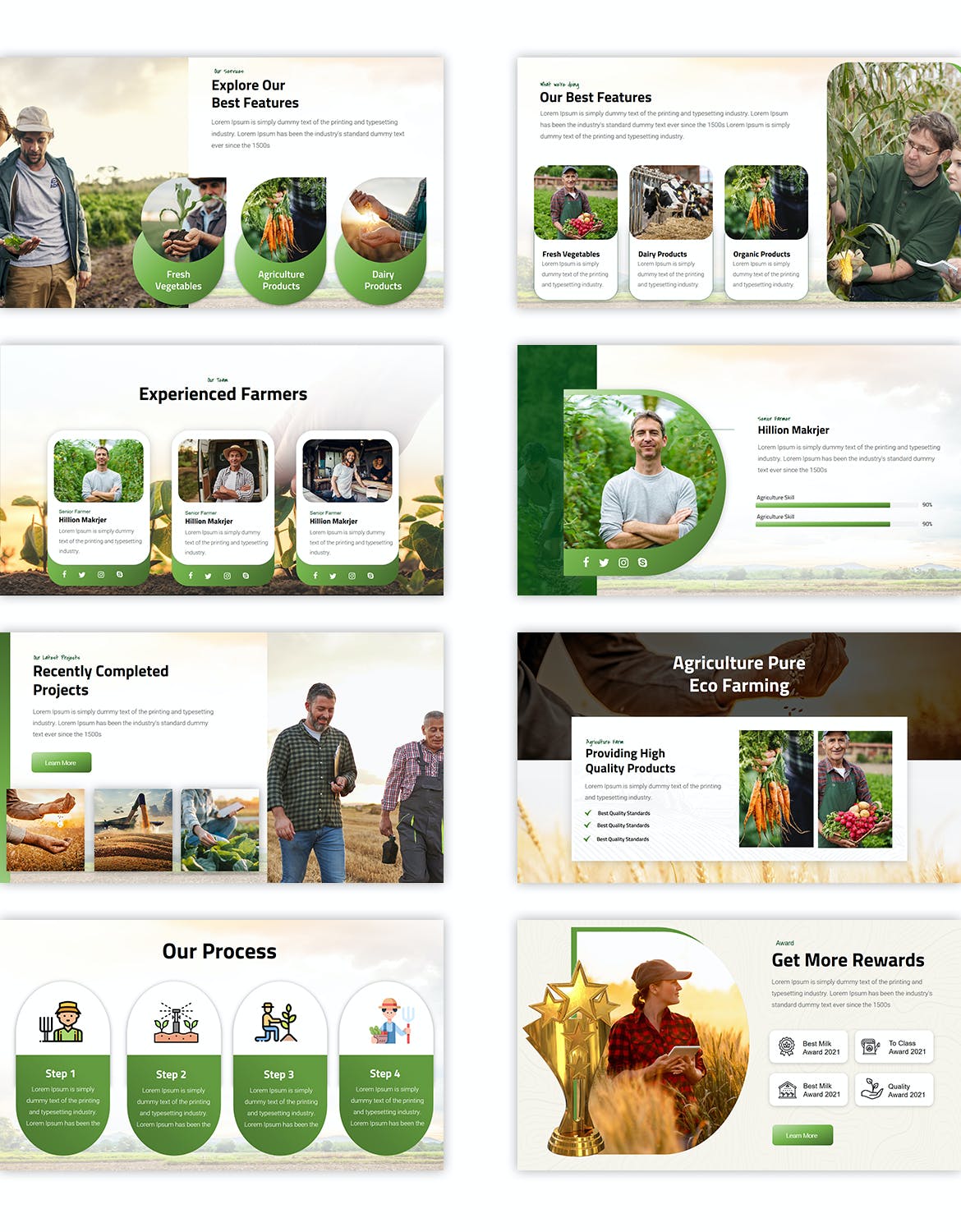 时尚高端清新绿色健康有机农业PPT幻灯片演示模板（pptx）