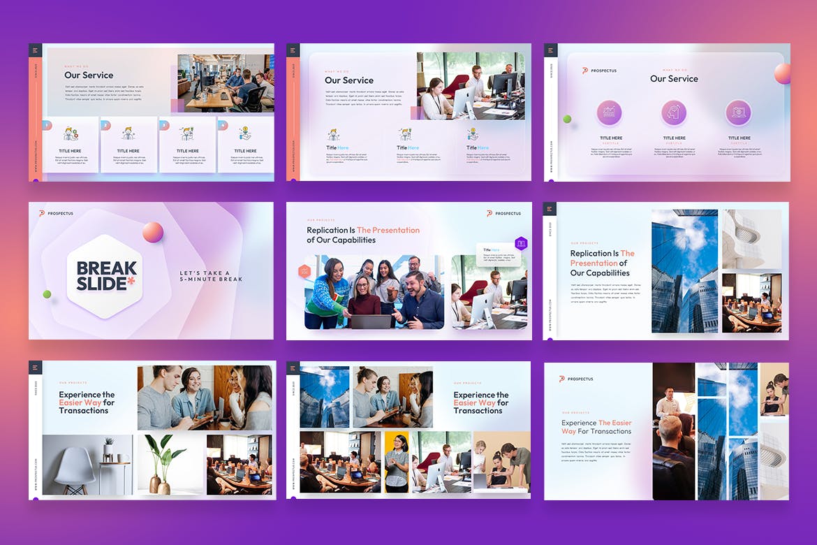 时尚的公司工作汇报PPT模版 (PPTX)
